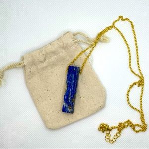Lapis Pendant Necklace on a Gold Chain - Matte Crystal - 25” chain
